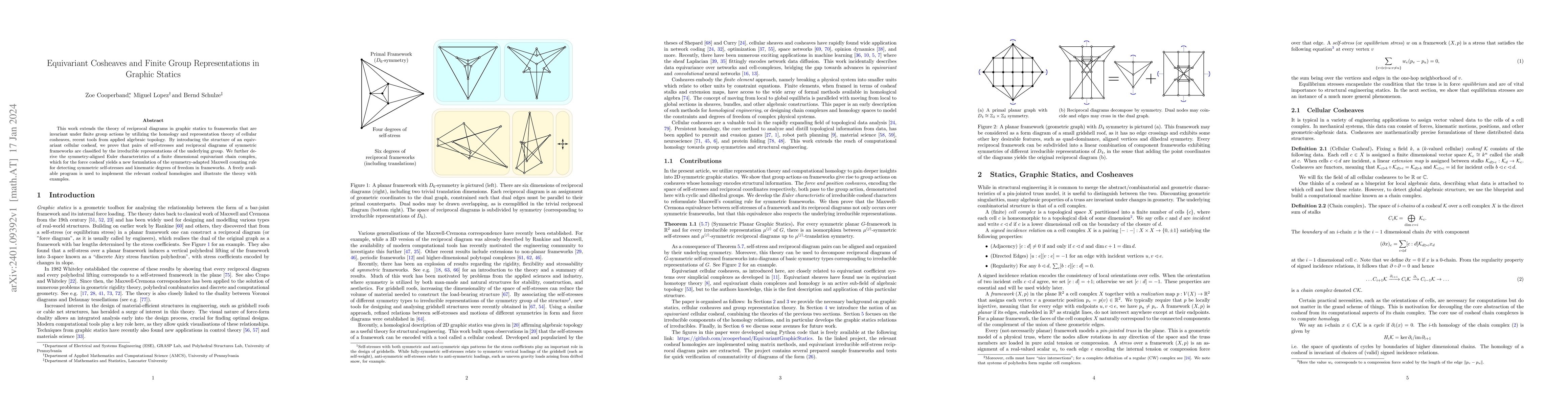 Thumbnail for Equivariant Cosheaves and Finite Group Representations in Graphic
  Statics