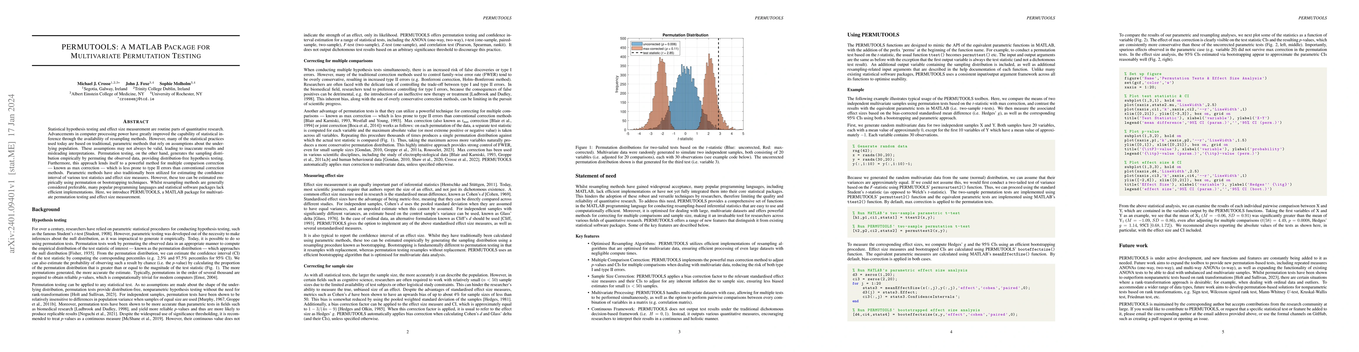 Thumbnail for PERMUTOOLS: A MATLAB Package for Multivariate Permutation Testing