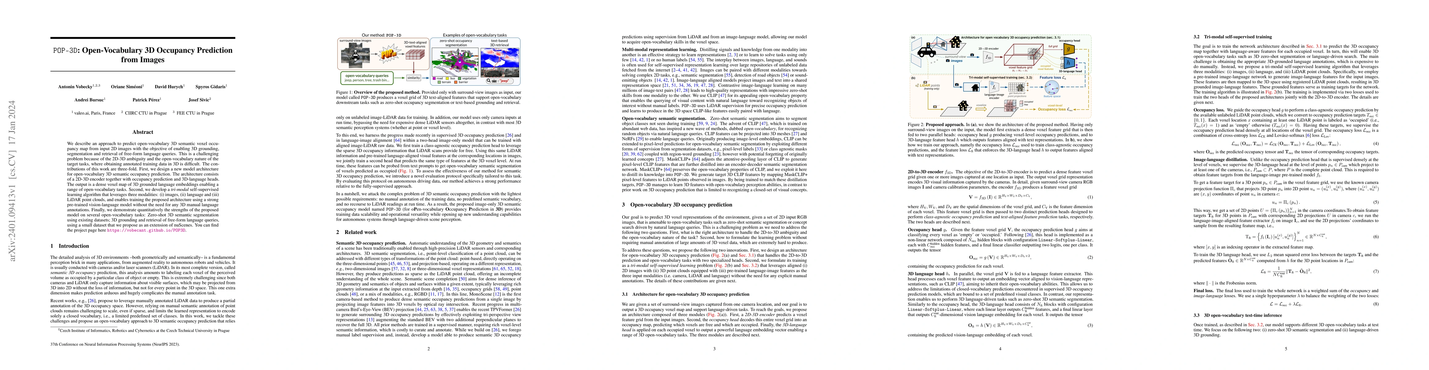 Thumbnail for POP-3D: Open-Vocabulary 3D Occupancy Prediction from Images