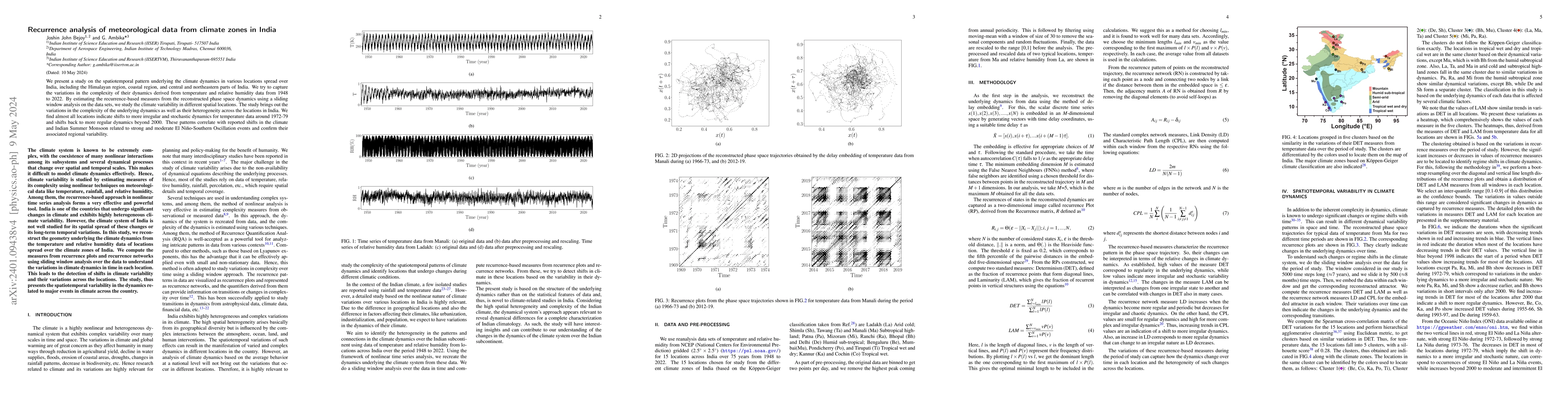 Thumbnail for Recurrence analysis of meteorological data from climate zones in India