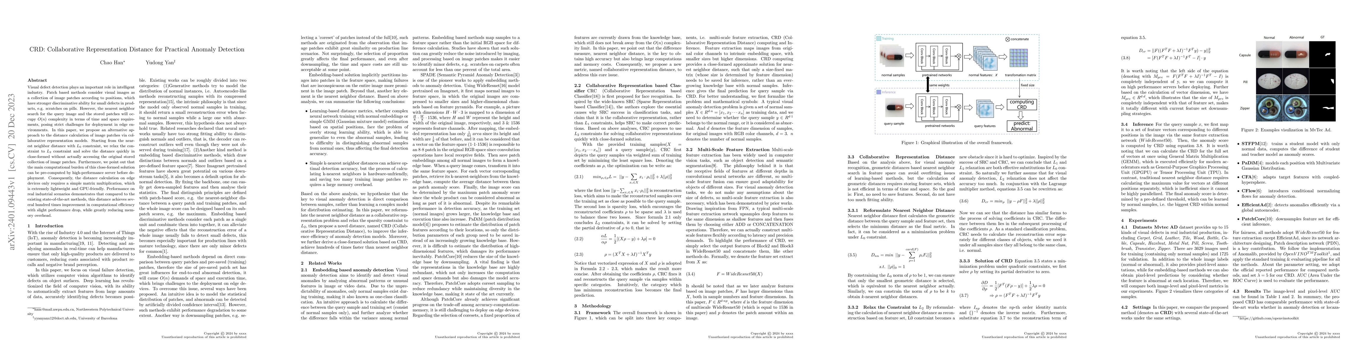 Thumbnail for CRD: Collaborative Representation Distance for Practical Anomaly
  Detection