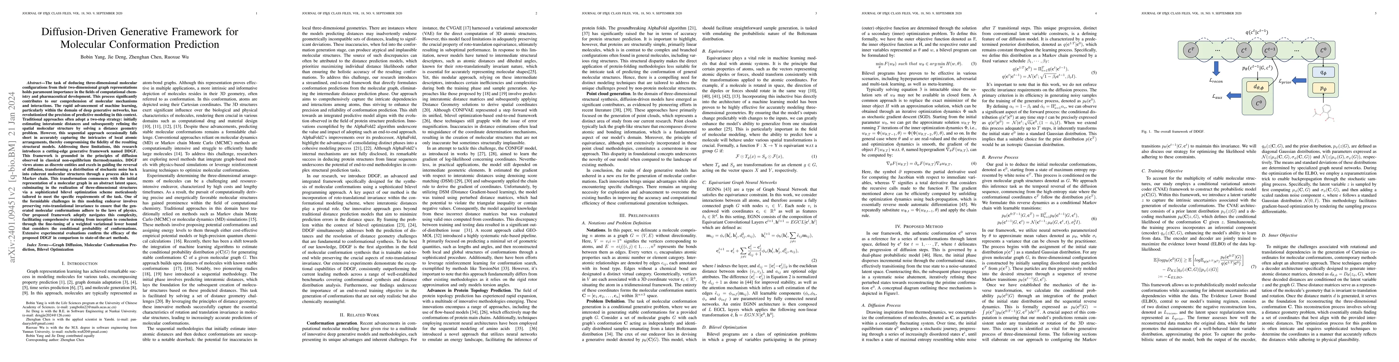 Thumbnail for Diffusion-Driven Generative Framework for Molecular Conformation
  Prediction