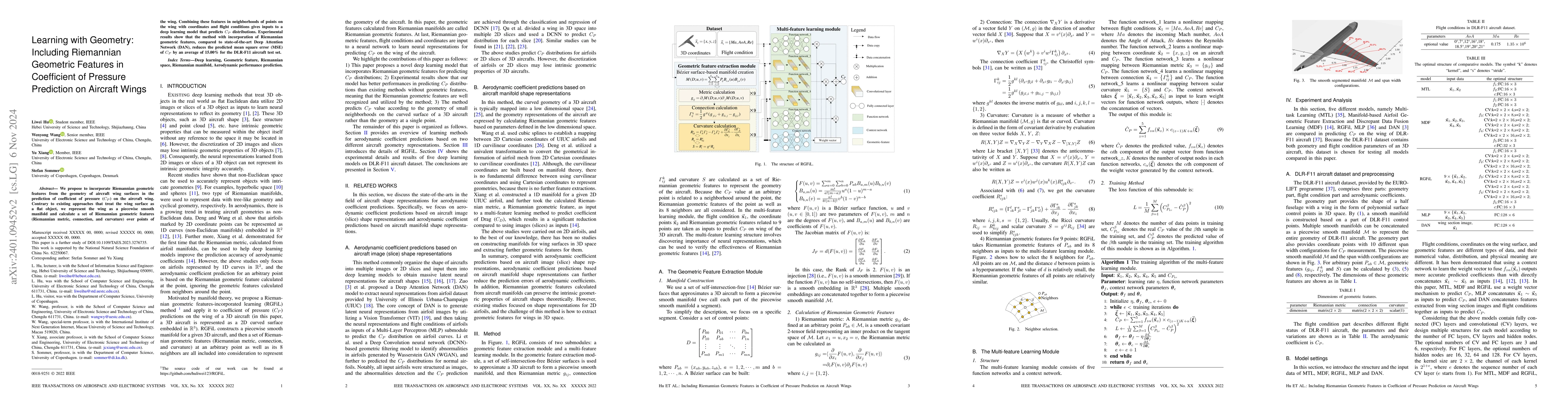 Thumbnail for Incorporating Riemannian Geometric Features for Learning Coefficient of
  Pressure Distributions on Airplane Wings