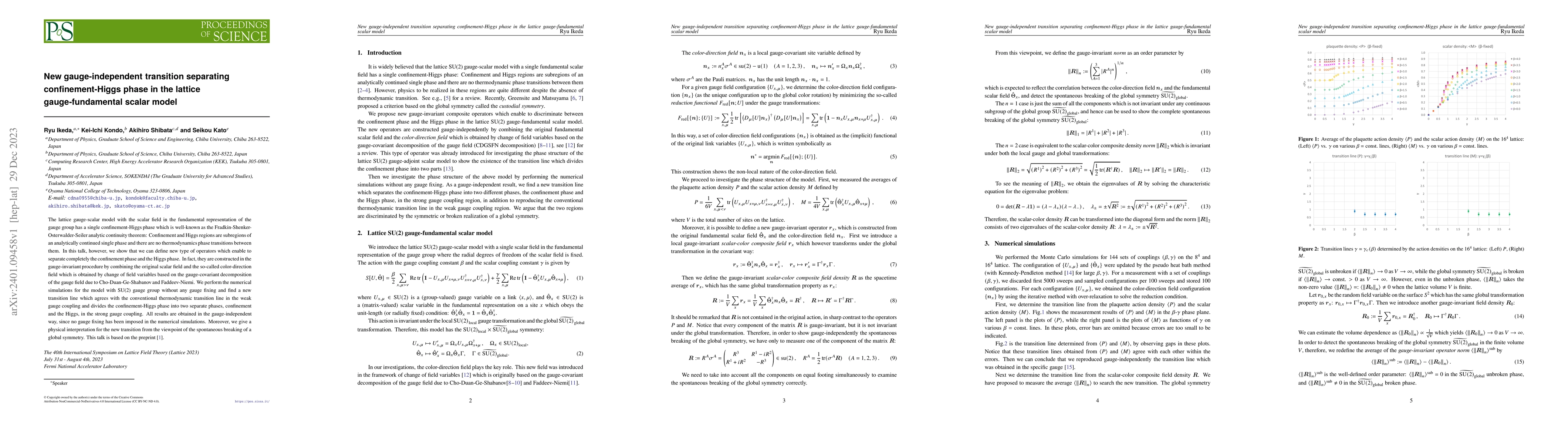 Thumbnail for New gauge-independent transition separating confinement-Higgs phase in
  the lattice gauge-fundamental scalar model