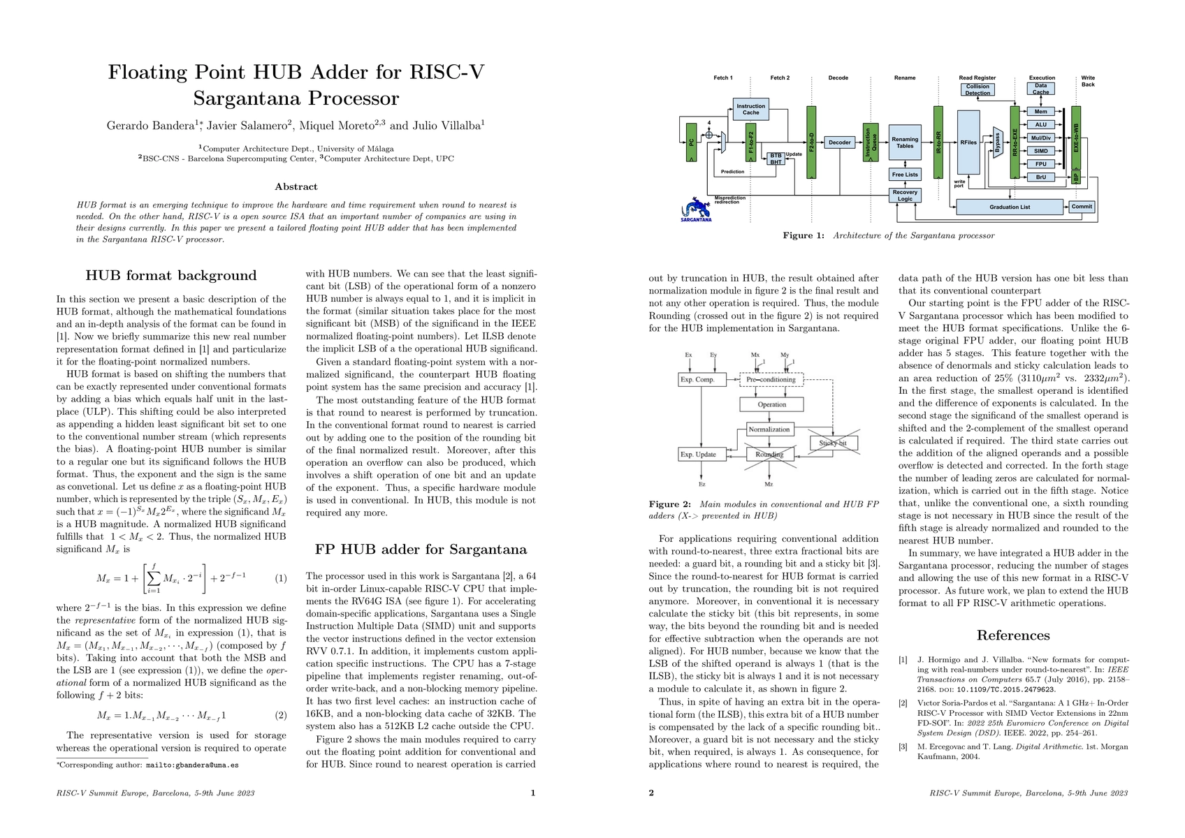 Thumbnail for Floating Point HUB Adder for RISC-V Sargantana Processor