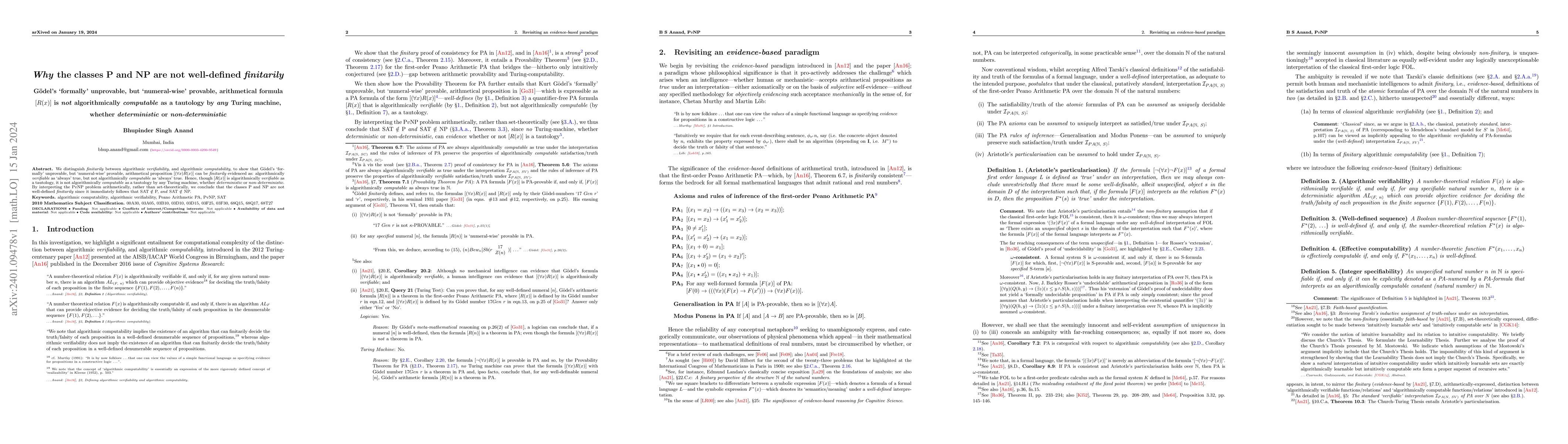 Thumbnail for Why the classes P and NP are not well-defined finitarily