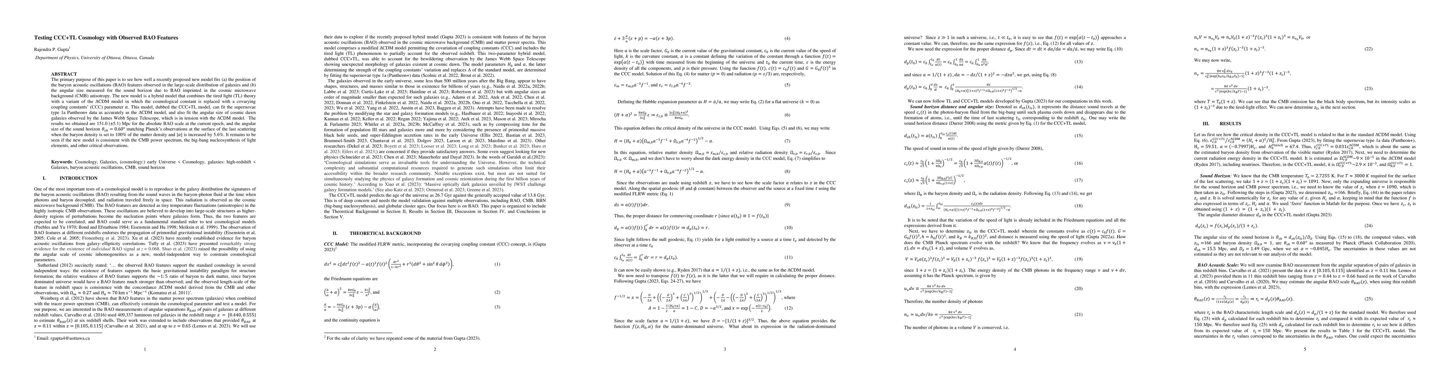 Thumbnail for Testing CCC+TL Cosmology with Observed BAO Features