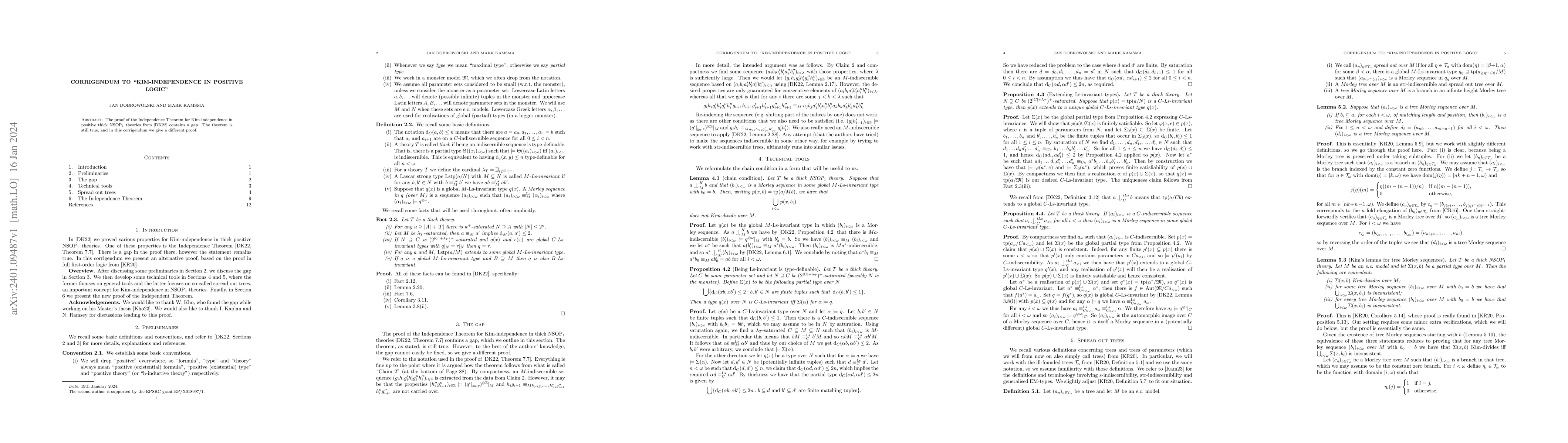 Thumbnail for Corrigendum to "Kim-independence in positive logic"