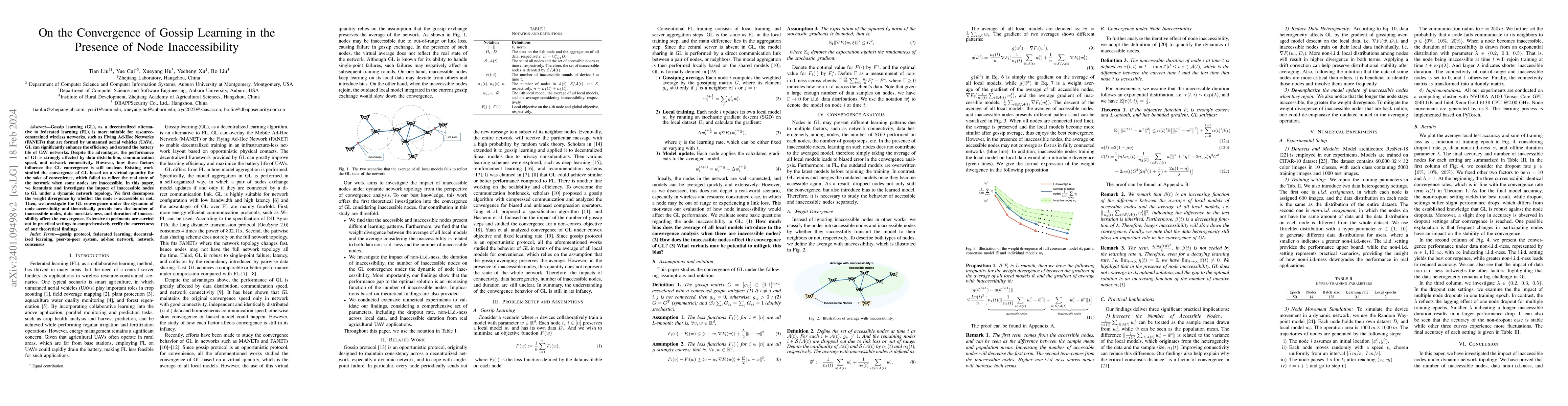 Thumbnail for Technical Report: On the Convergence of Gossip Learning in the Presence
  of Node Inaccessibility
