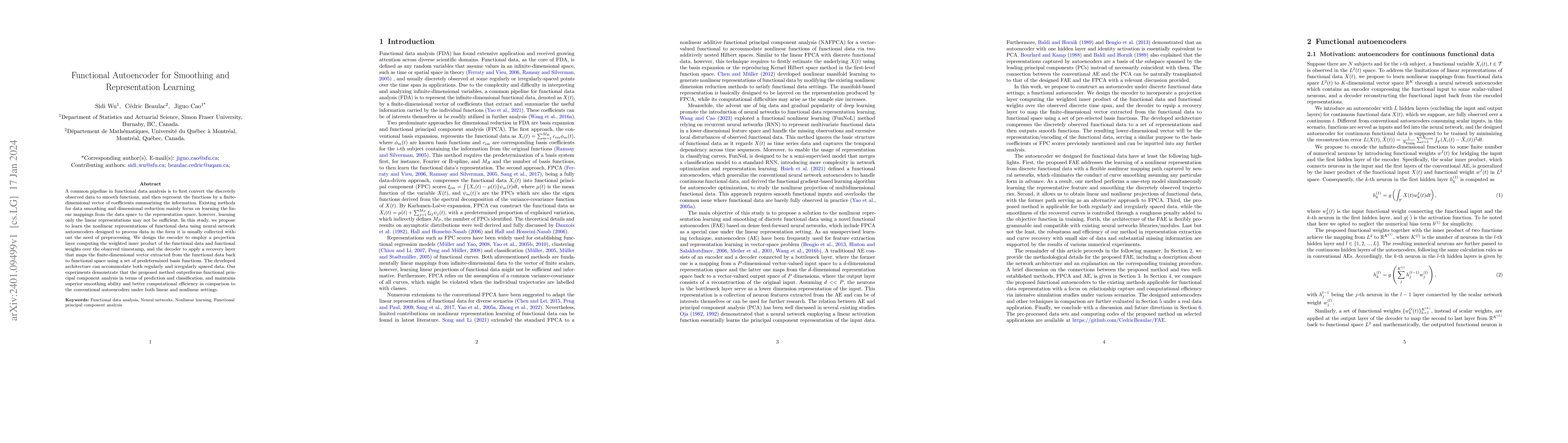 Thumbnail for Functional Autoencoder for Smoothing and Representation Learning