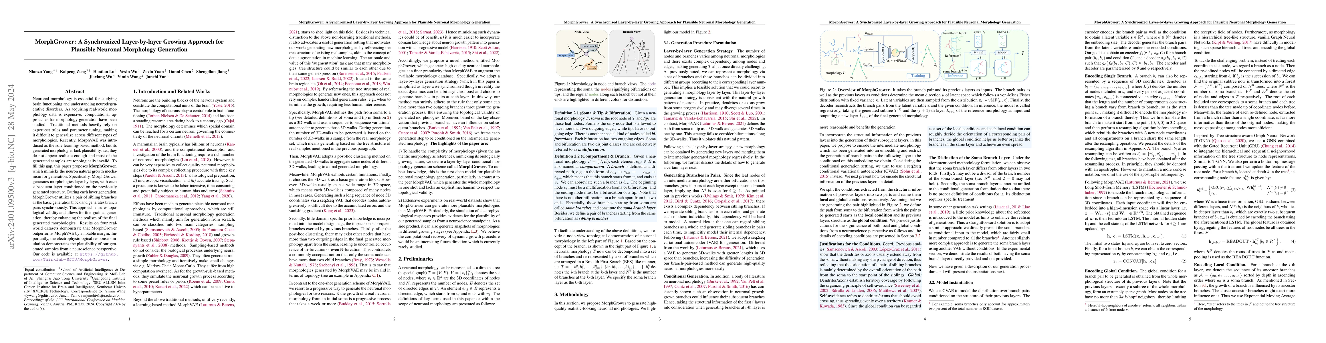 Thumbnail for MorphGrower: A Synchronized Layer-by-layer Growing Approach for
  Plausible Neuronal Morphology Generation