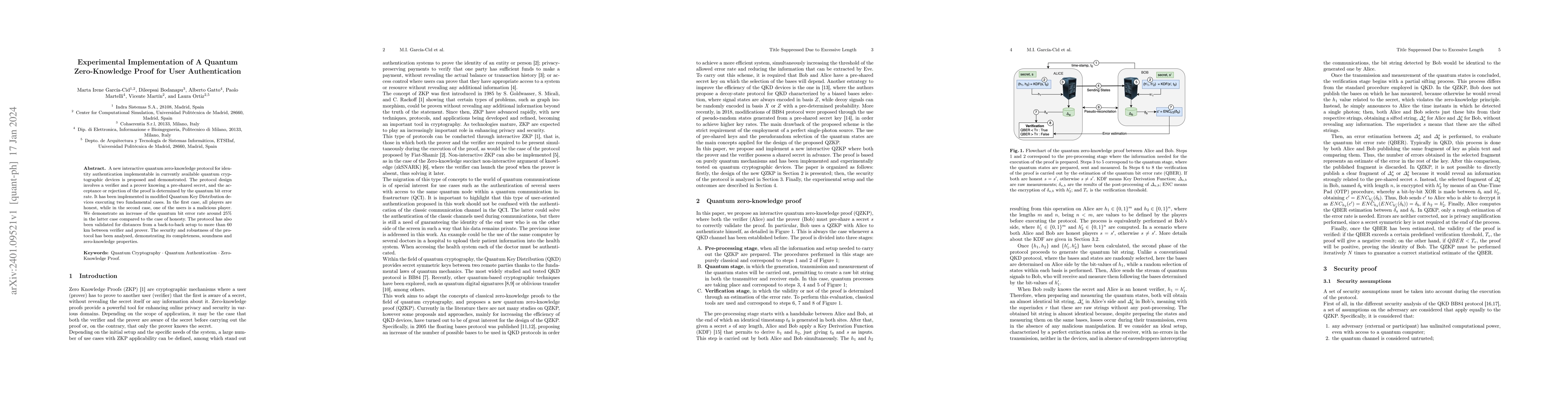 Thumbnail for Experimental Implementation of A Quantum Zero-Knowledge Proof for User
  Authentication