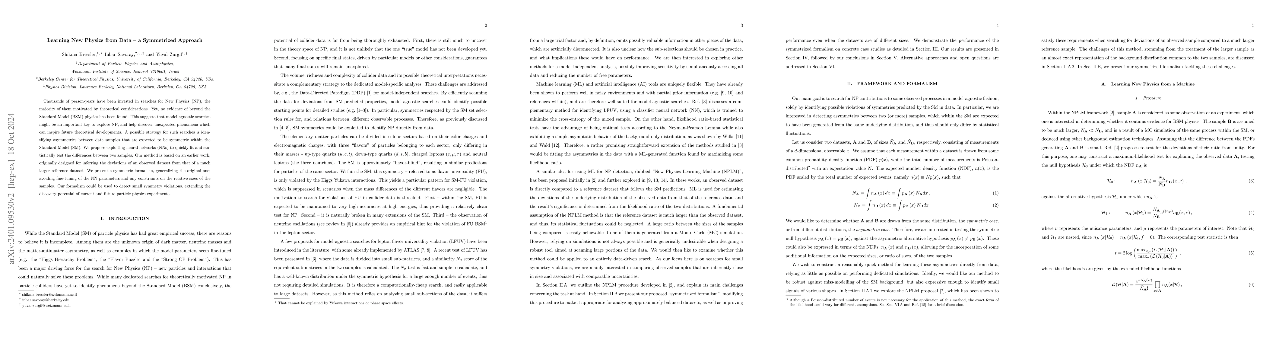 Thumbnail for Learning New Physics from Data -- a Symmetrized Approach