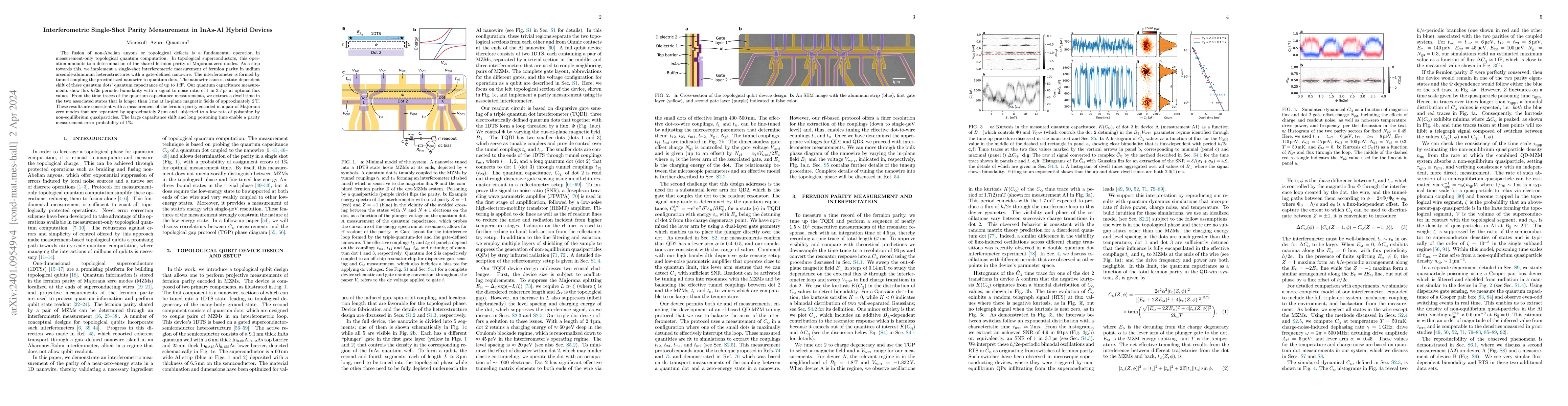 Thumbnail for Interferometric Single-Shot Parity Measurement in an InAs-Al Hybrid
  Device