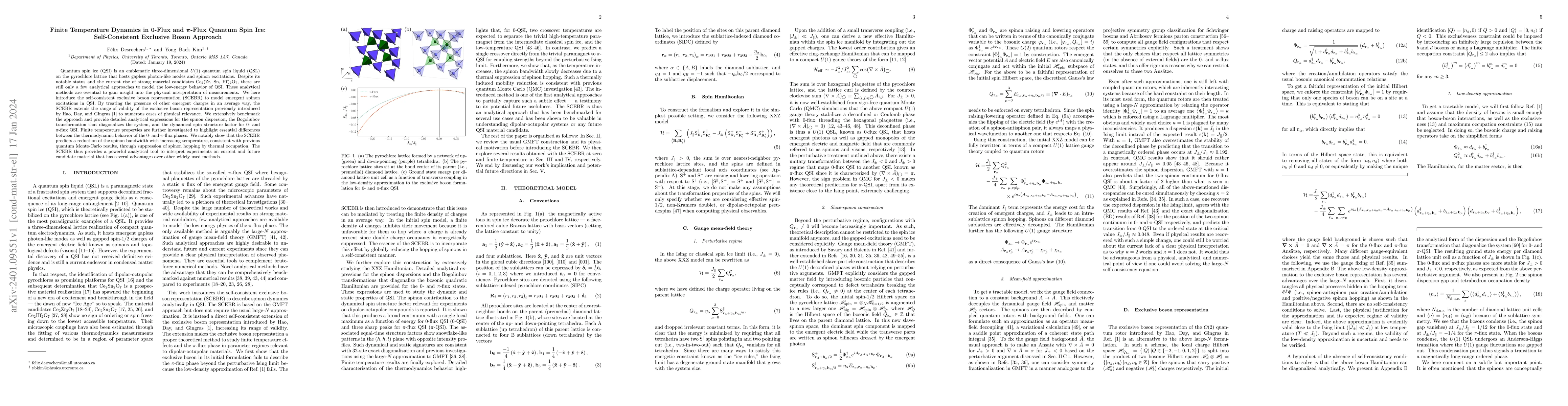 Thumbnail for Finite Temperature Dynamics in 0-Flux and $\pi$-Flux Quantum Spin Ice:
  Self-Consistent Exclusive Boson Approach