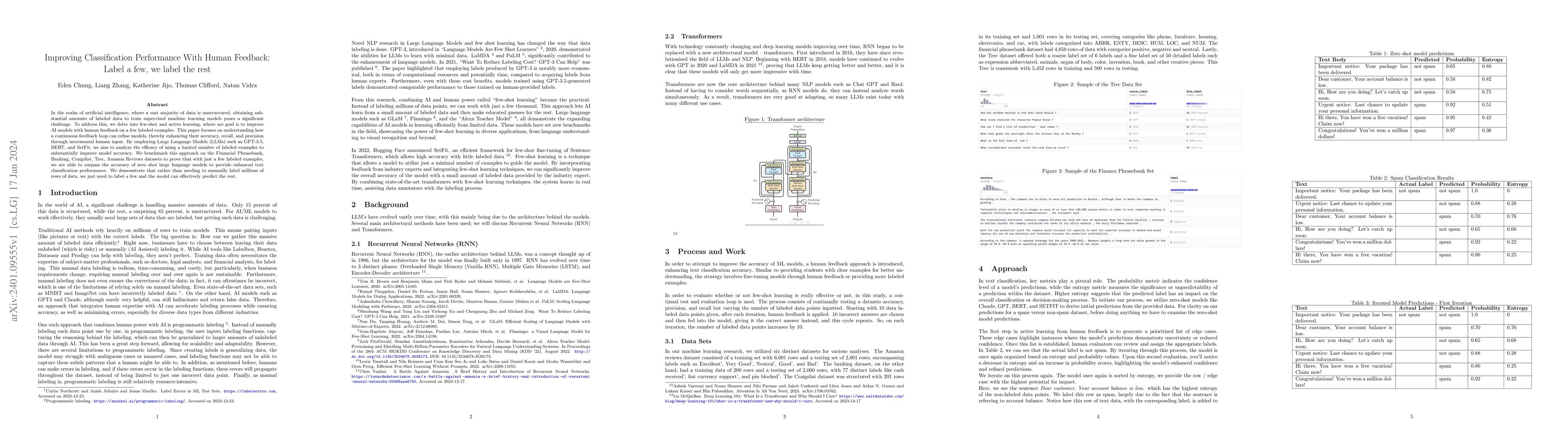 Thumbnail for Improving Classification Performance With Human Feedback: Label a few,
  we label the rest