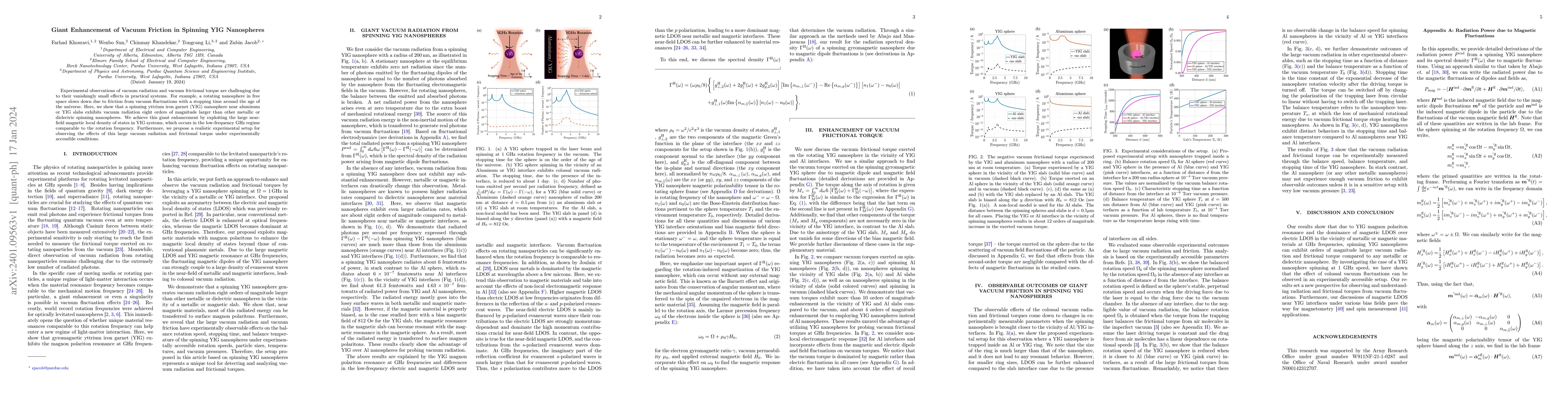 Thumbnail for Giant Enhancement of Vacuum Friction in Spinning YIG Nanospheres