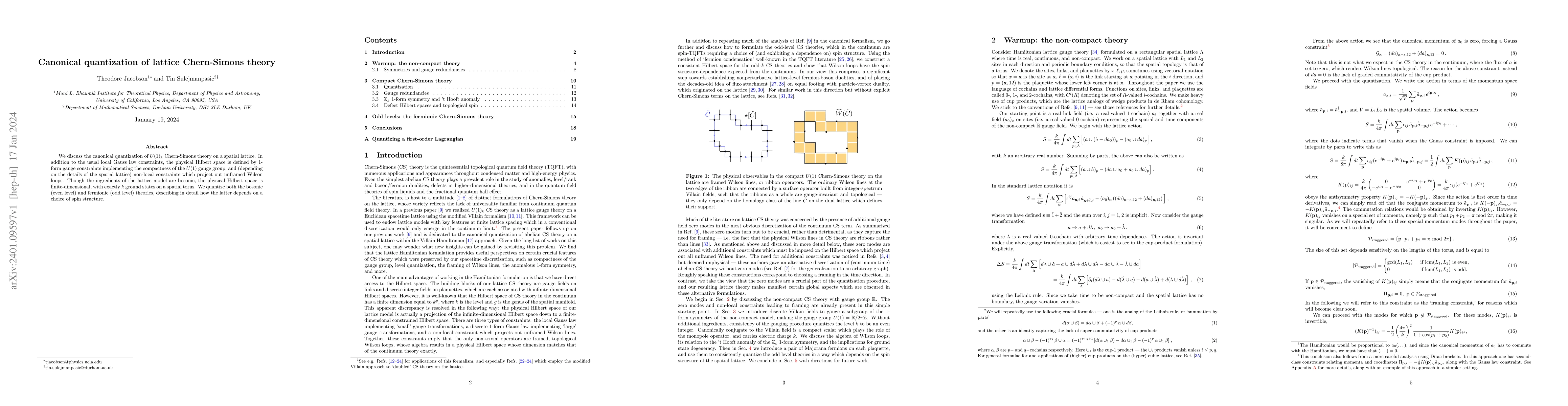 Thumbnail for Canonical quantization of lattice Chern-Simons theory