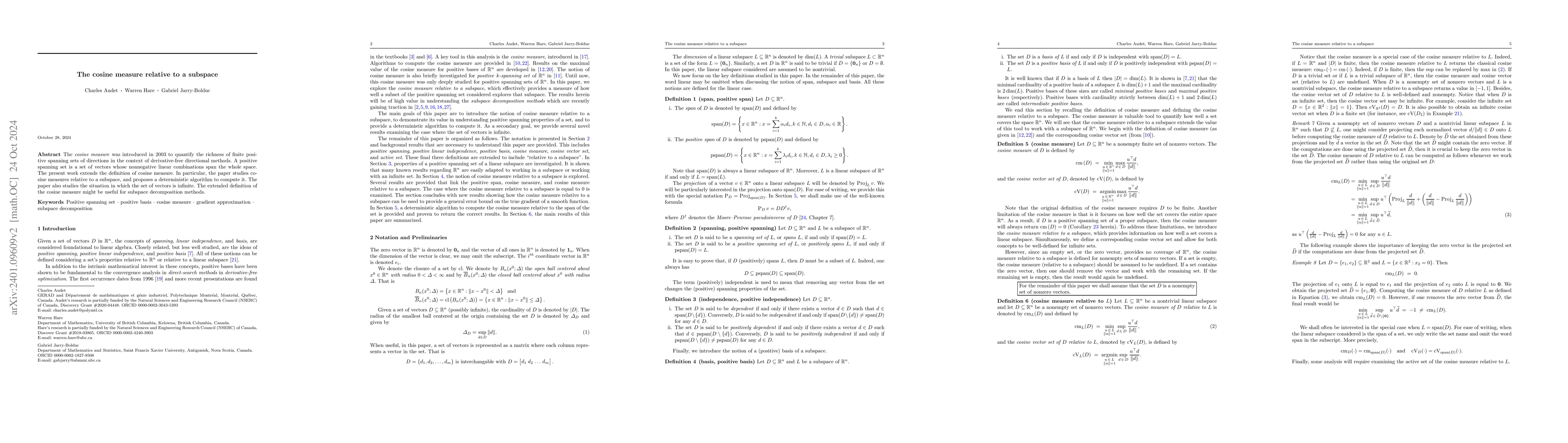 Thumbnail for The cosine measure relative to a subspace