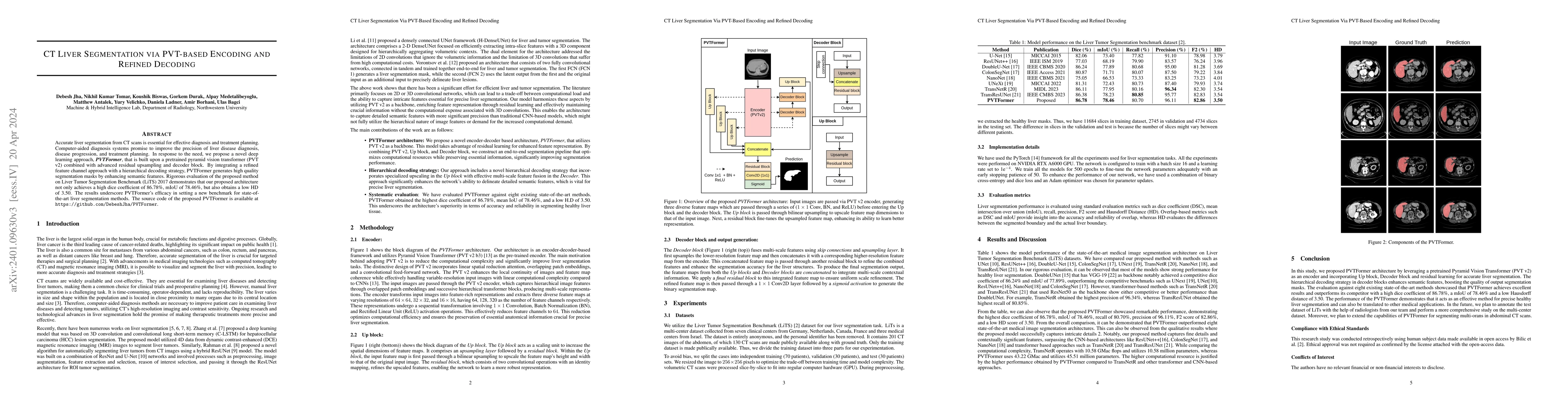 Thumbnail for CT Liver Segmentation via PVT-based Encoding and Refined Decoding