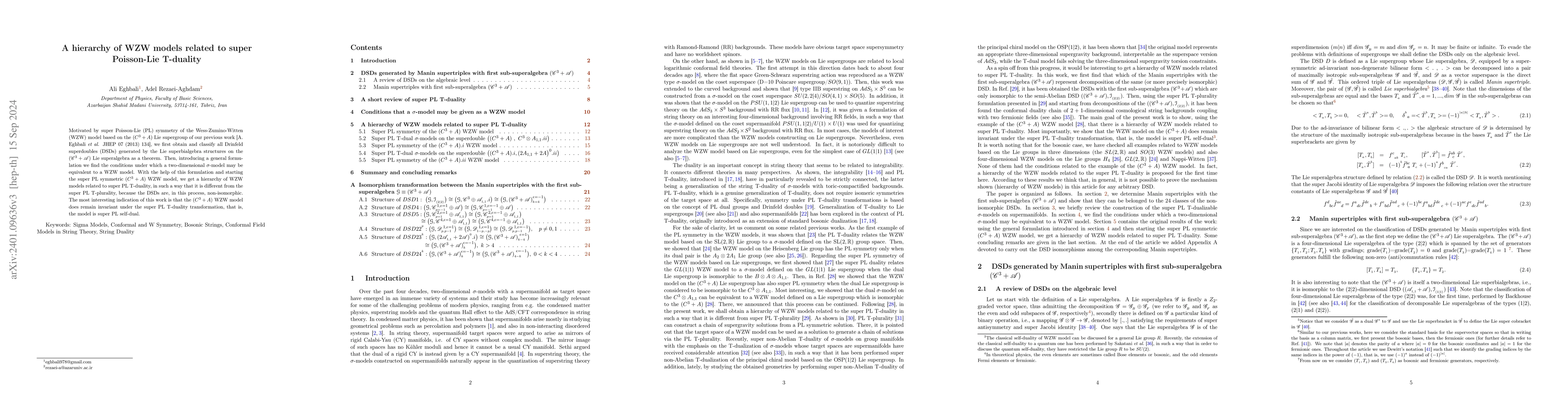 Thumbnail for A hierarchy of WZW models related to super Poisson-Lie T-duality