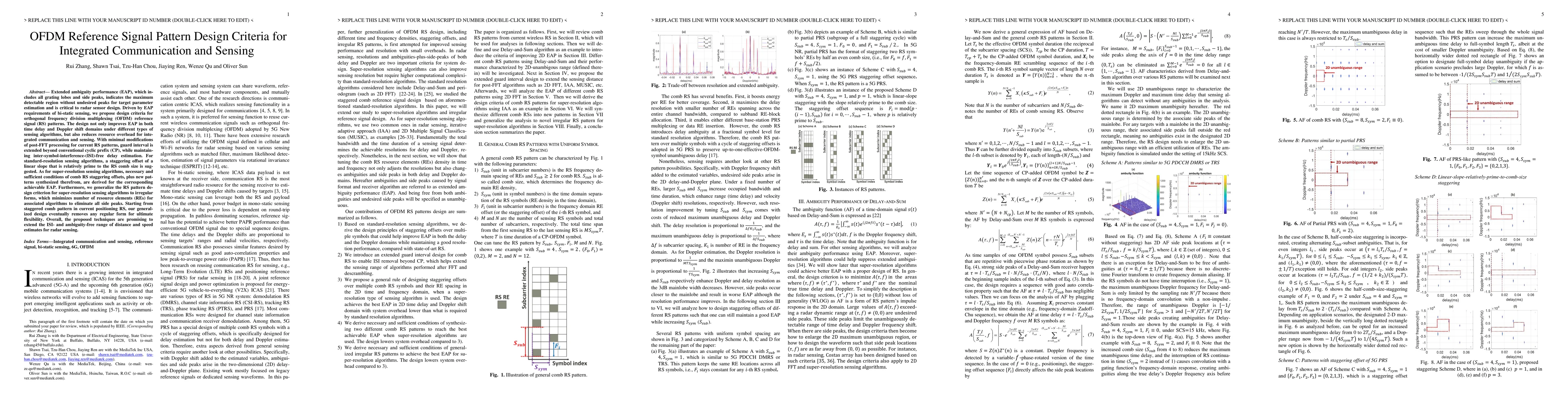 Thumbnail for OFDM Reference Signal Pattern Design Criteria for Integrated
  Communication and Sensing