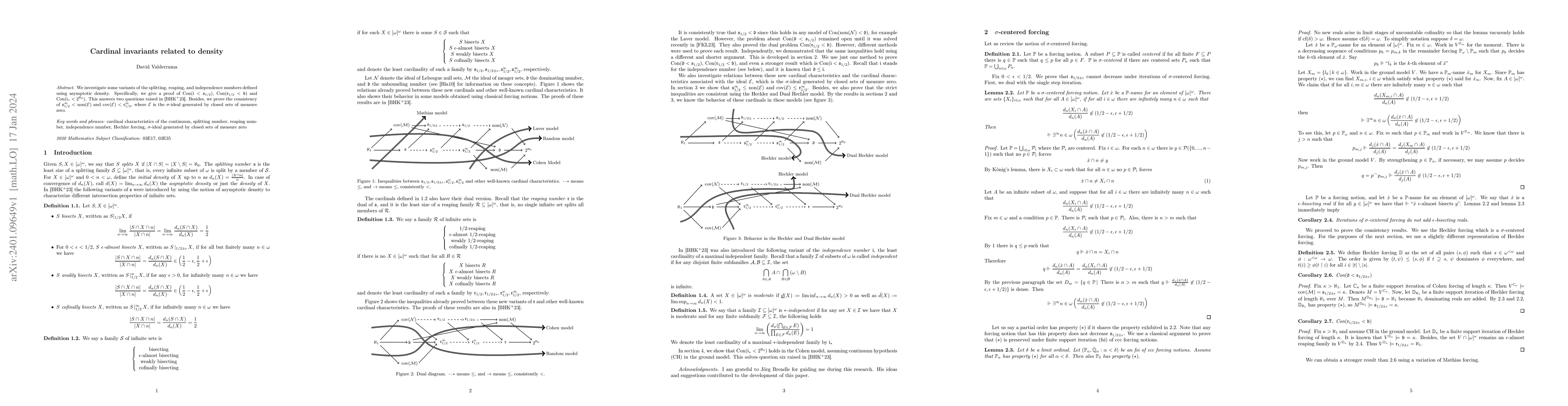 Thumbnail for Cardinal invariants related to density