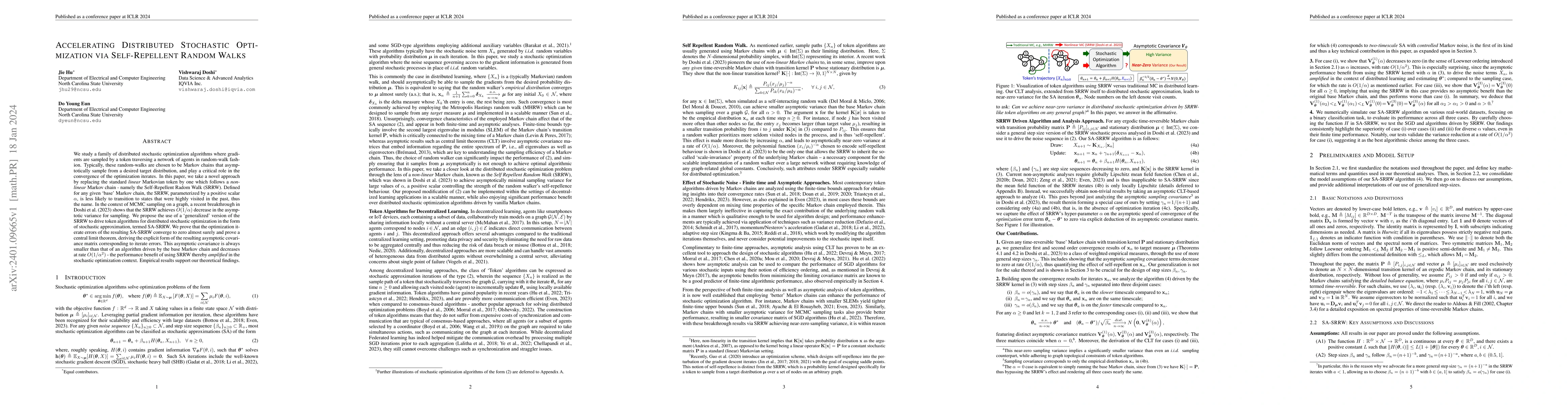 Thumbnail for Accelerating Distributed Stochastic Optimization via Self-Repellent
  Random Walks