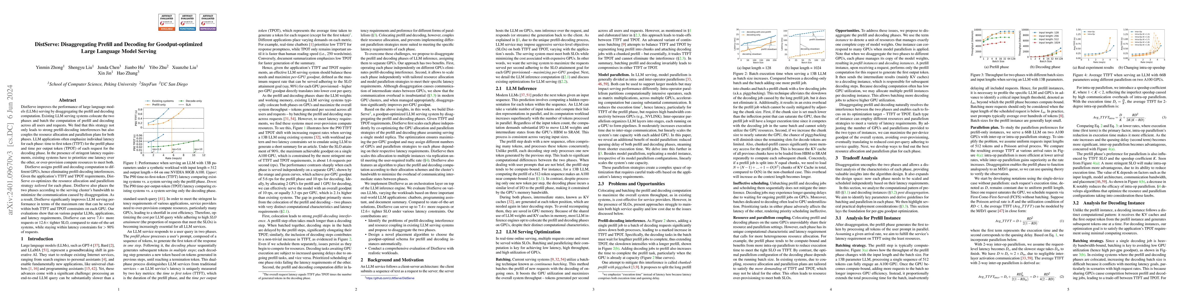 Thumbnail for DistServe: Disaggregating Prefill and Decoding for Goodput-optimized
  Large Language Model Serving