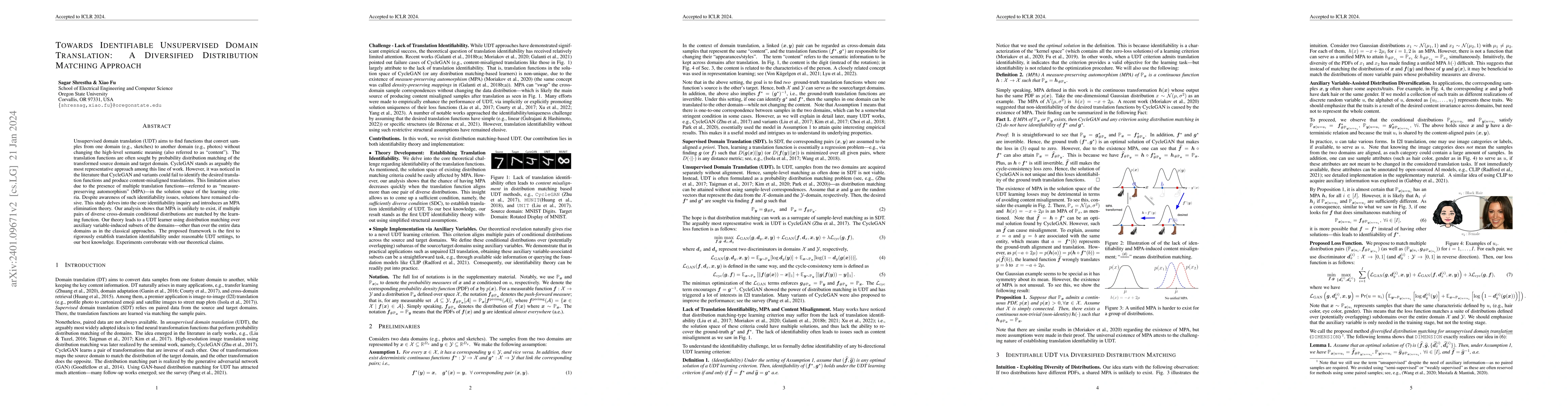 Thumbnail for Towards Identifiable Unsupervised Domain Translation: A Diversified
  Distribution Matching Approach
