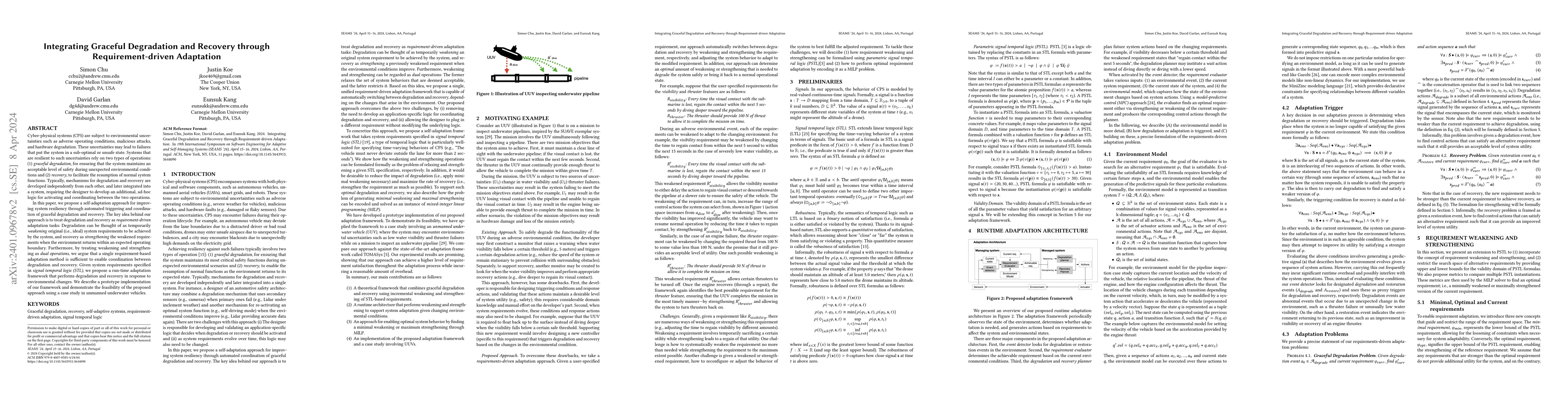 Thumbnail for Integrating Graceful Degradation and Recovery through Requirement-driven
  Adaptation