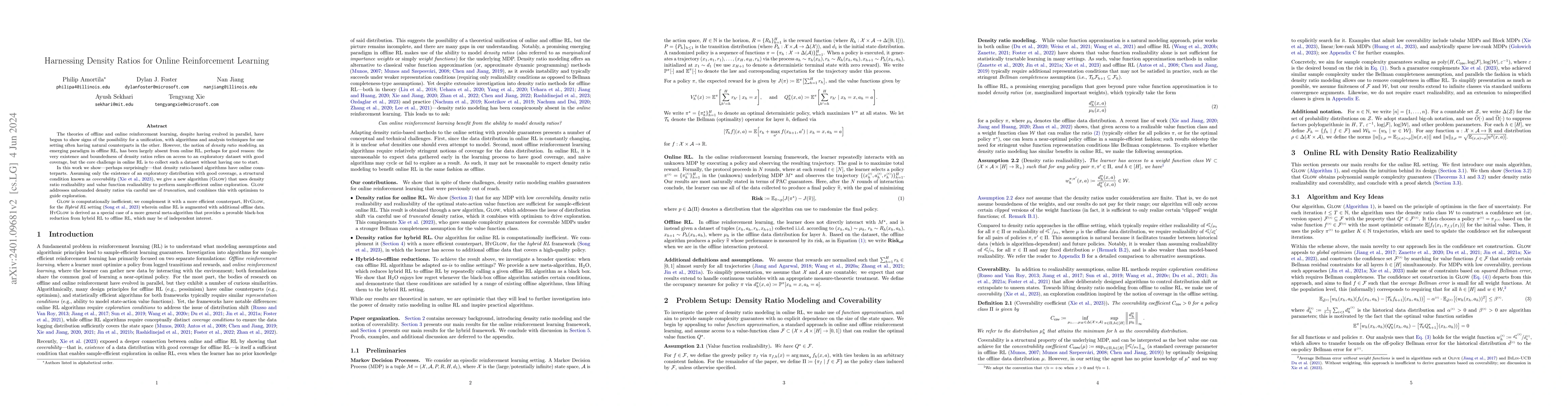 Thumbnail for Harnessing Density Ratios for Online Reinforcement Learning