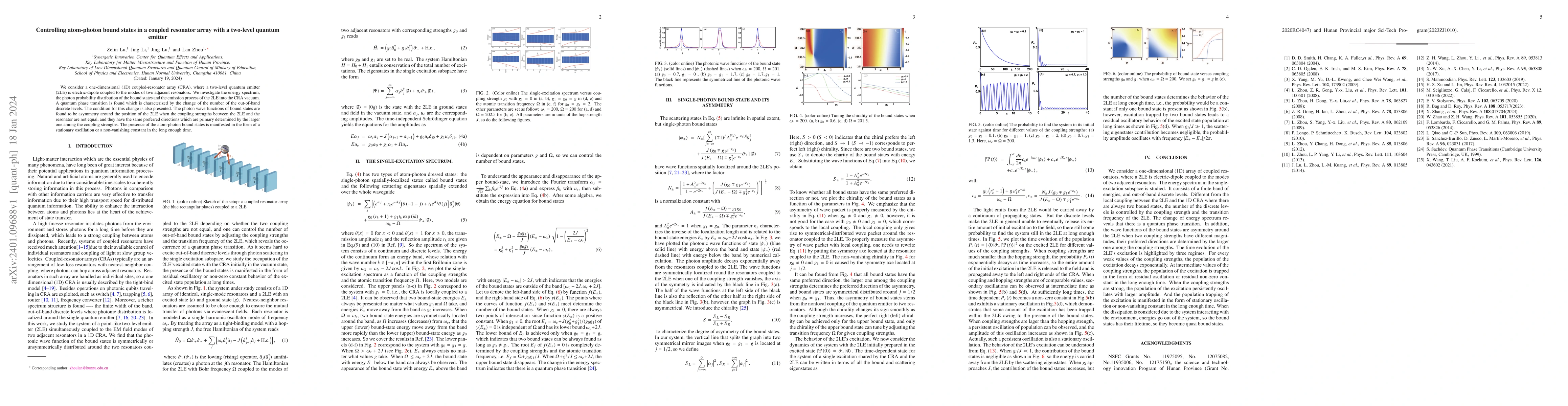 Thumbnail for Controlling atom-photon bound states in a coupled resonator array with a
  two-level quantum emitter