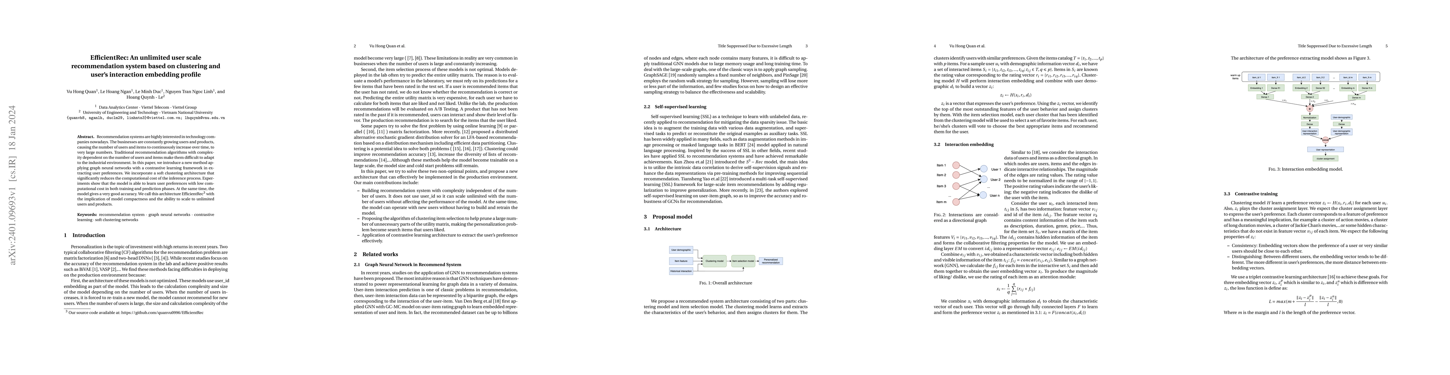 Thumbnail for EfficientRec an unlimited user-item scale recommendation system based on
  clustering and users interaction embedding profile