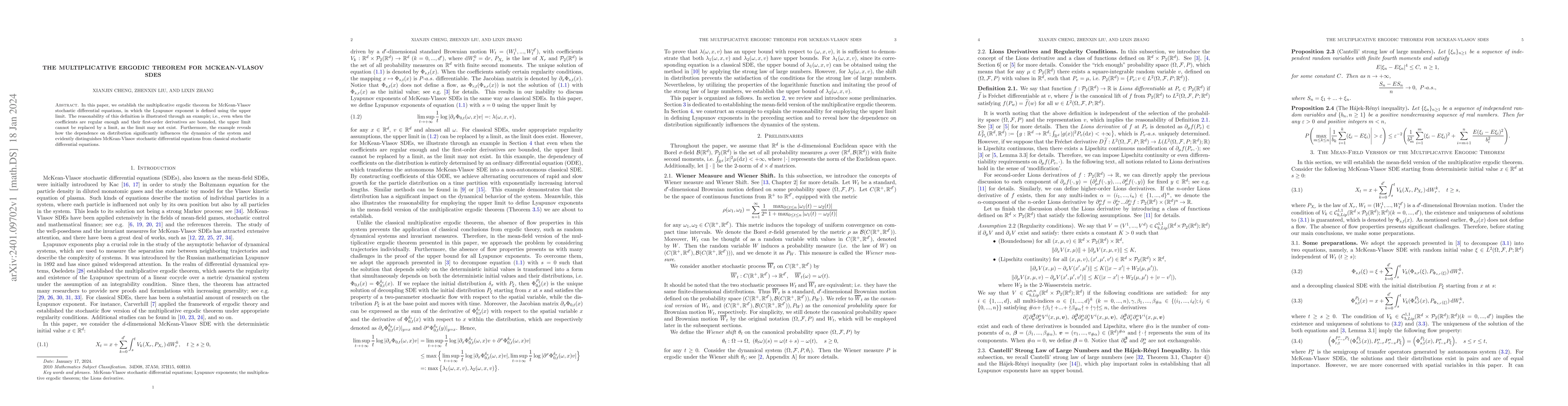 Thumbnail for The multiplicative ergodic theorem for McKean-Vlasov SDEs