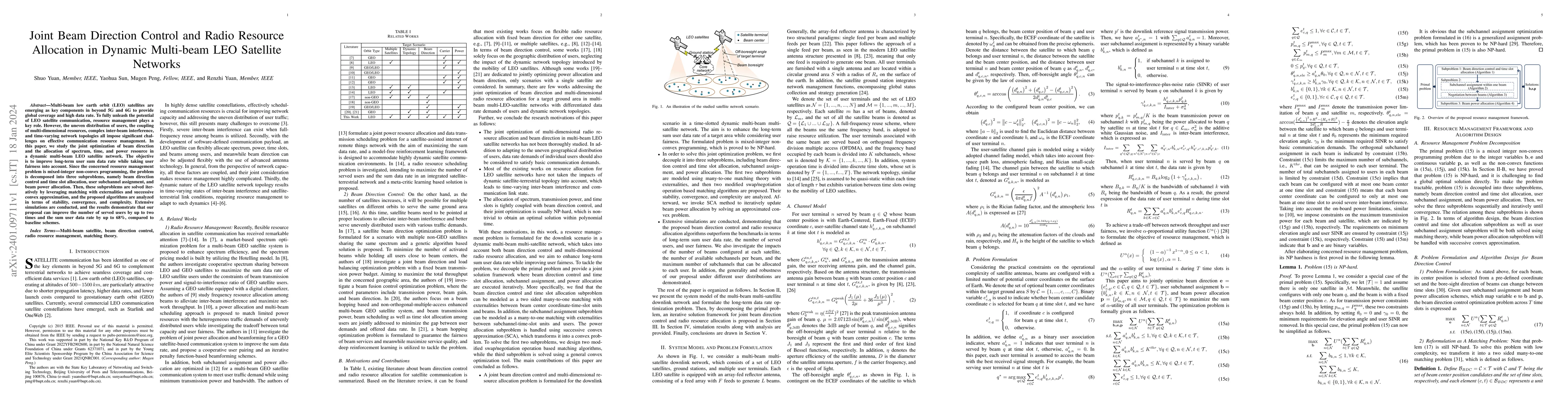 Thumbnail for Joint Beam Direction Control and Radio Resource Allocation in Dynamic
  Multi-beam LEO Satellite Networks