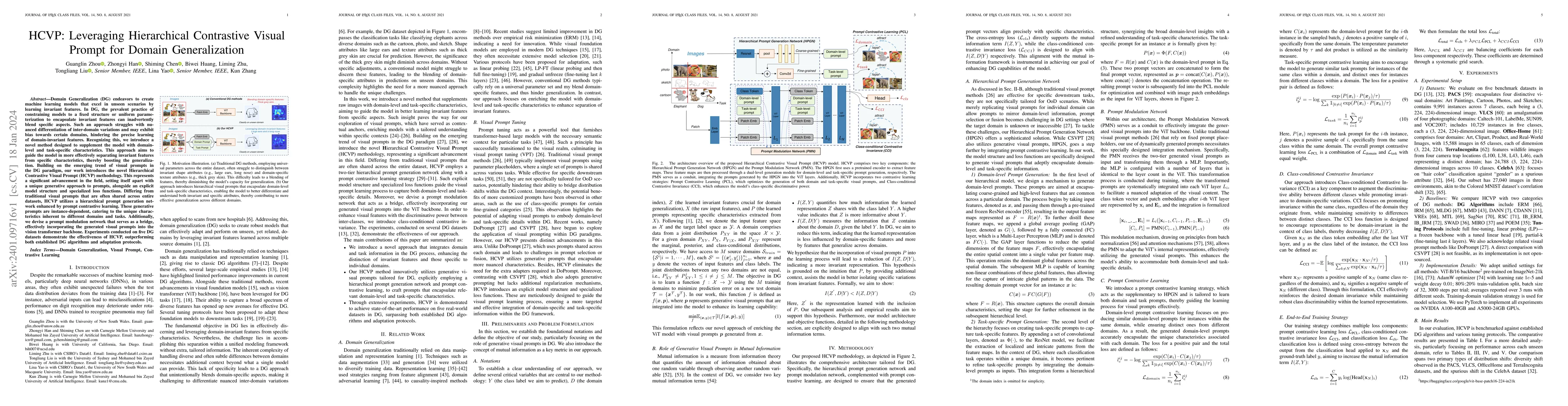 Thumbnail for HCVP: Leveraging Hierarchical Contrastive Visual Prompt for Domain
  Generalization