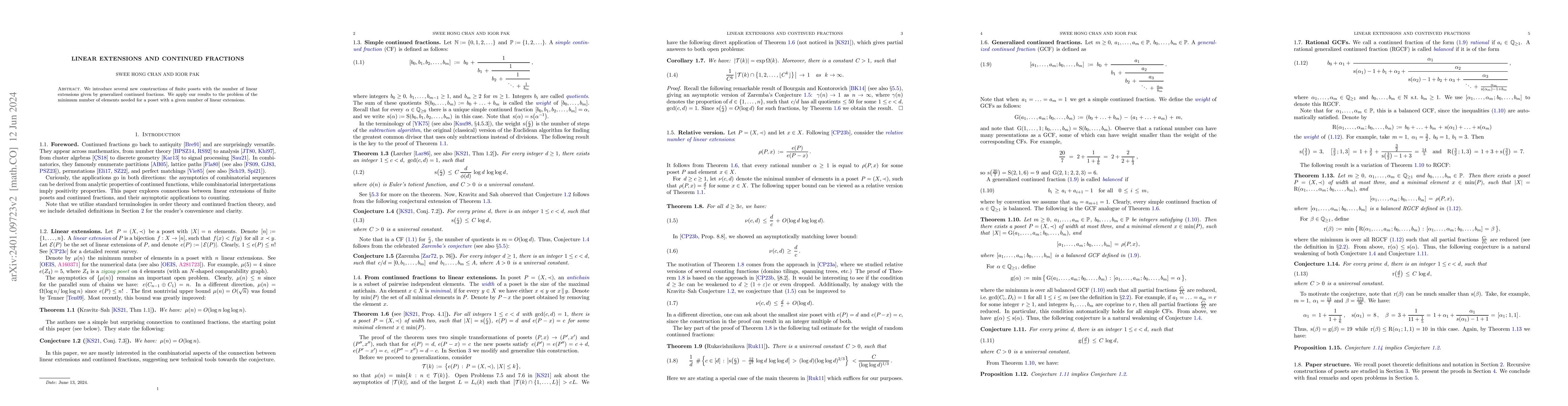 Thumbnail for Linear extensions and continued fractions