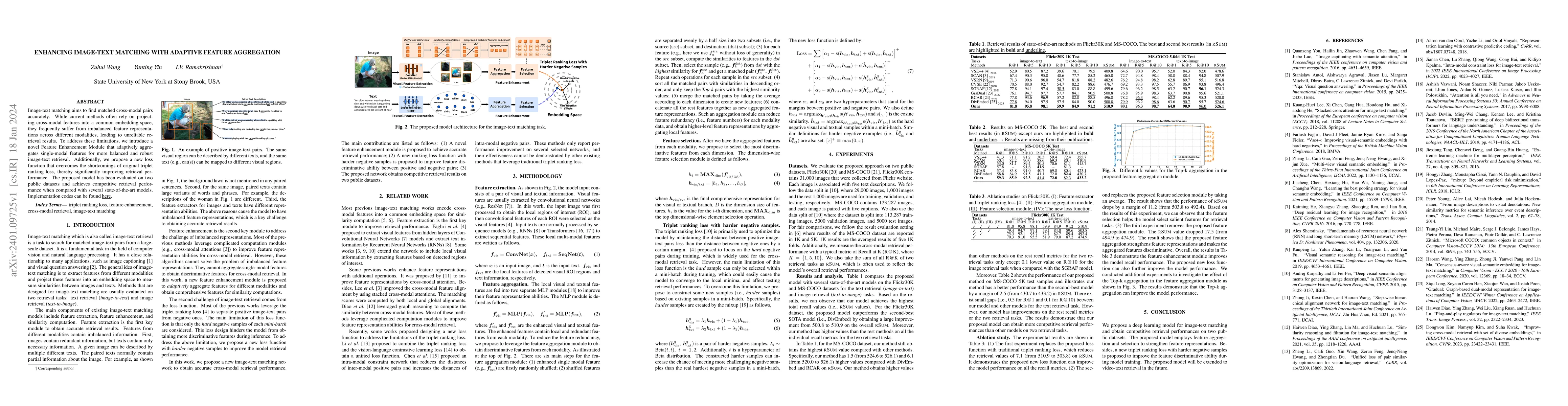 Thumbnail for Enhancing Image-Text Matching with Adaptive Feature Aggregation
