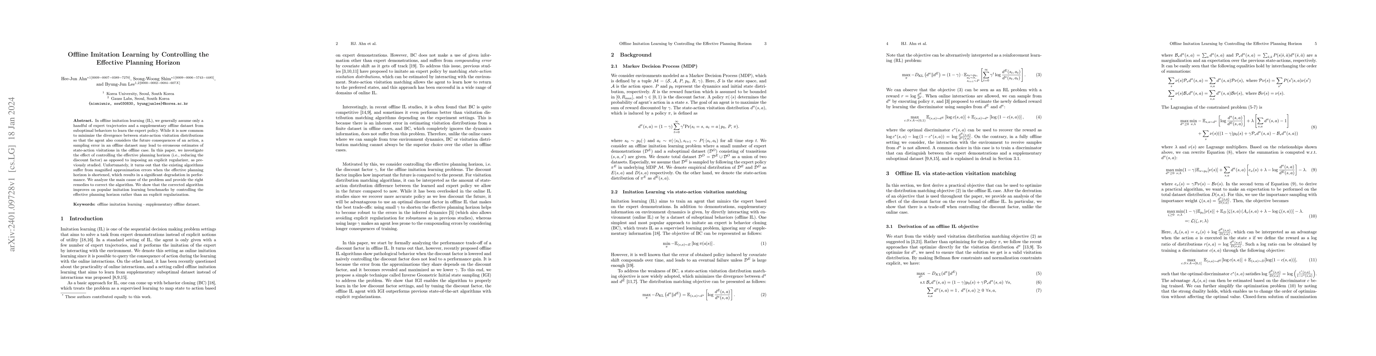 Thumbnail for Offline Imitation Learning by Controlling the Effective Planning Horizon