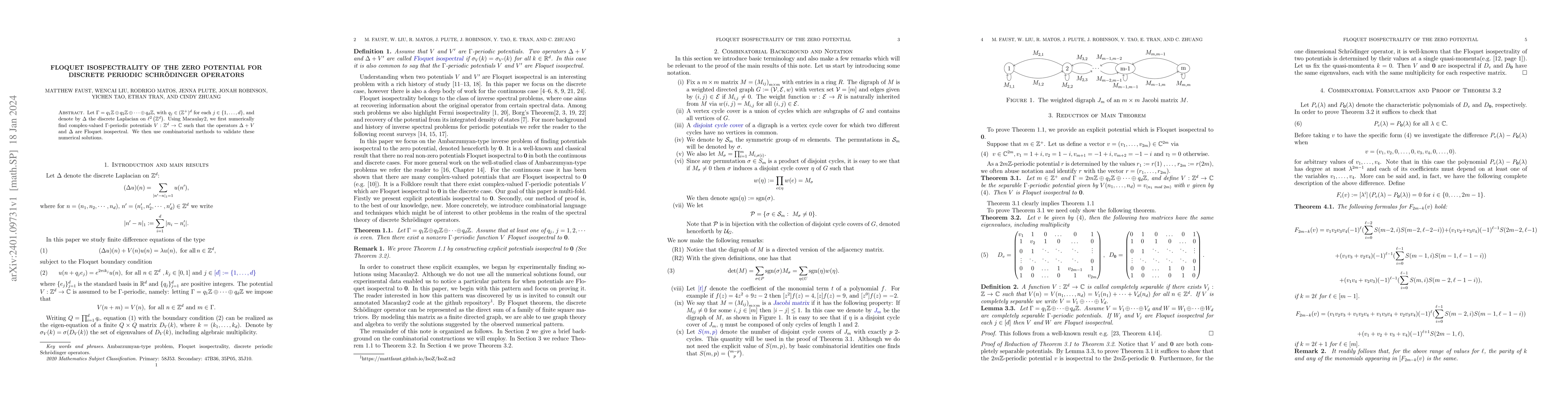 Thumbnail for Floquet Isospectrality of the Zero Potential for Discrete Periodic
  Schr\"odinger Operators
