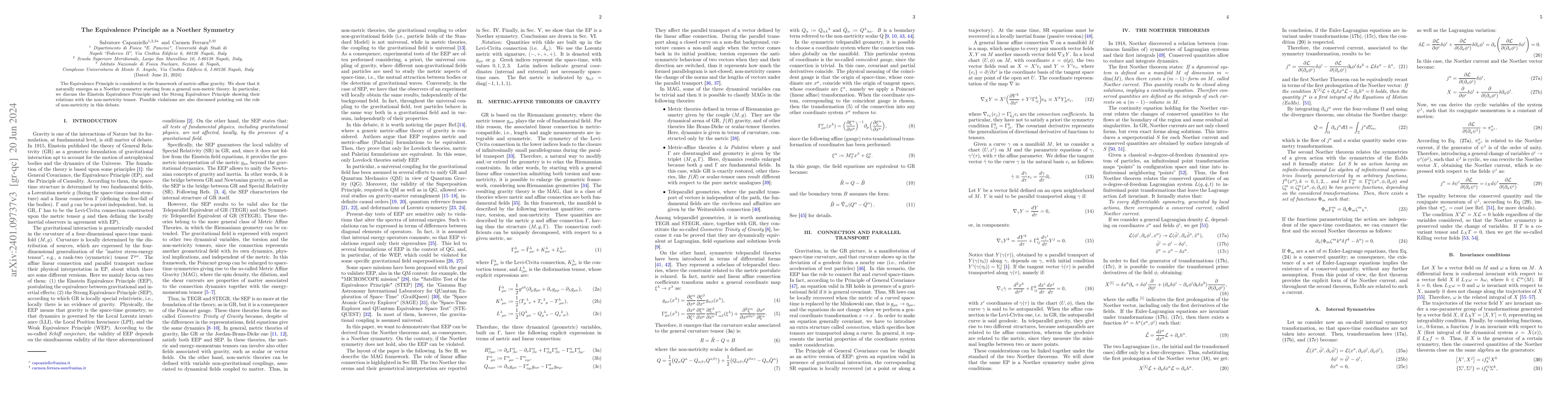 Thumbnail for The Equivalence Principle as a Noether Symmetry