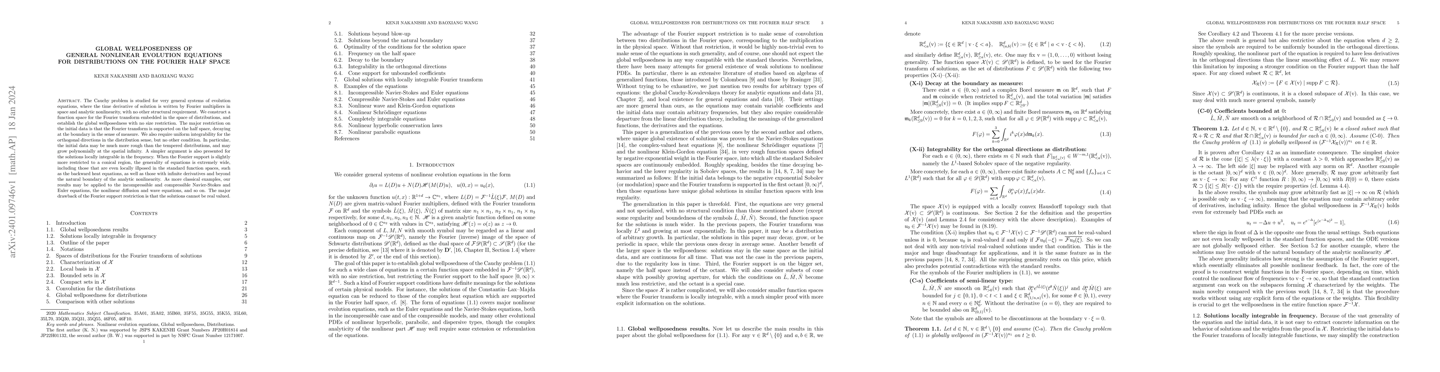 Thumbnail for Global wellposedness of general nonlinear evolution equations for
  distributions on the Fourier half space