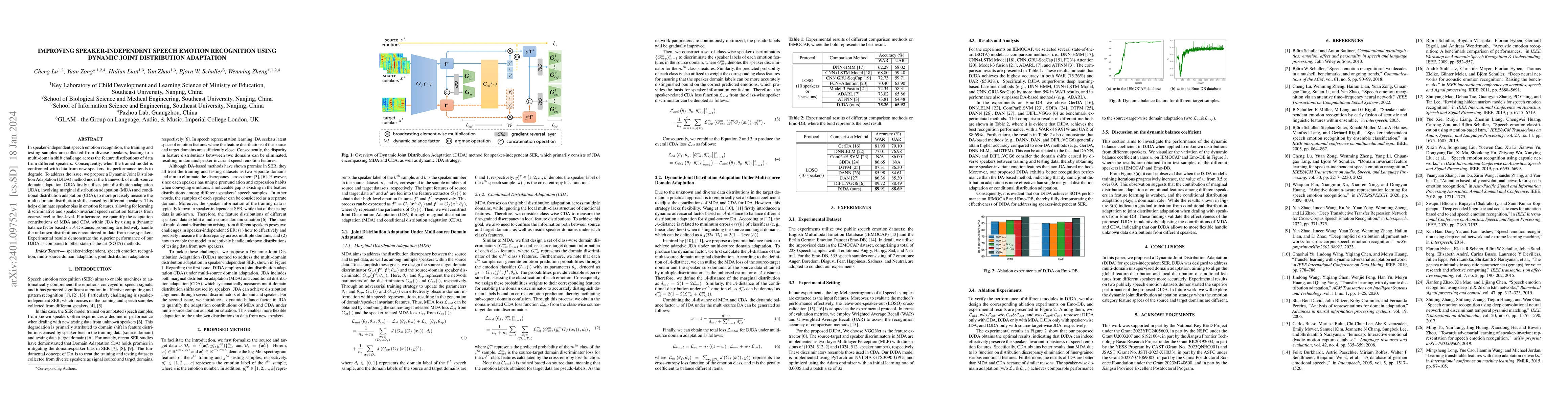 Thumbnail for Improving Speaker-independent Speech Emotion Recognition Using Dynamic
  Joint Distribution Adaptation