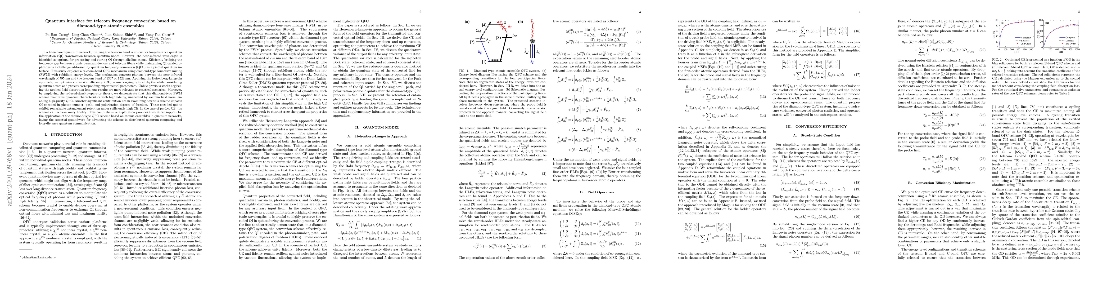 Thumbnail for Quantum interface for telecom frequency conversion based on diamond-type
  atomic ensembles