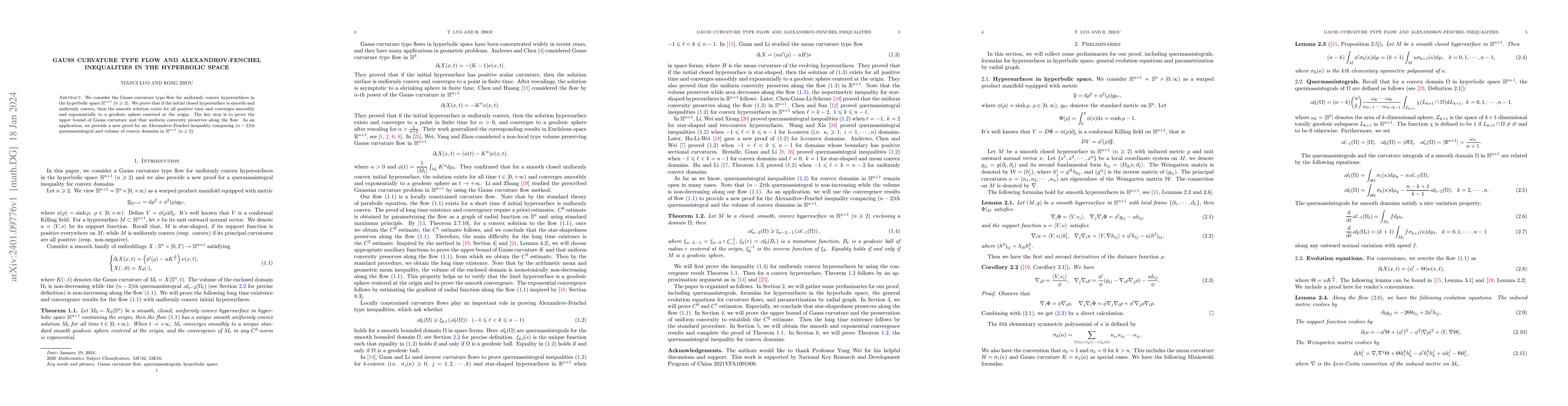 Thumbnail for Gauss curvature type flow and Alexandrov-Fenchel inequalities in the
  hyperbolic space