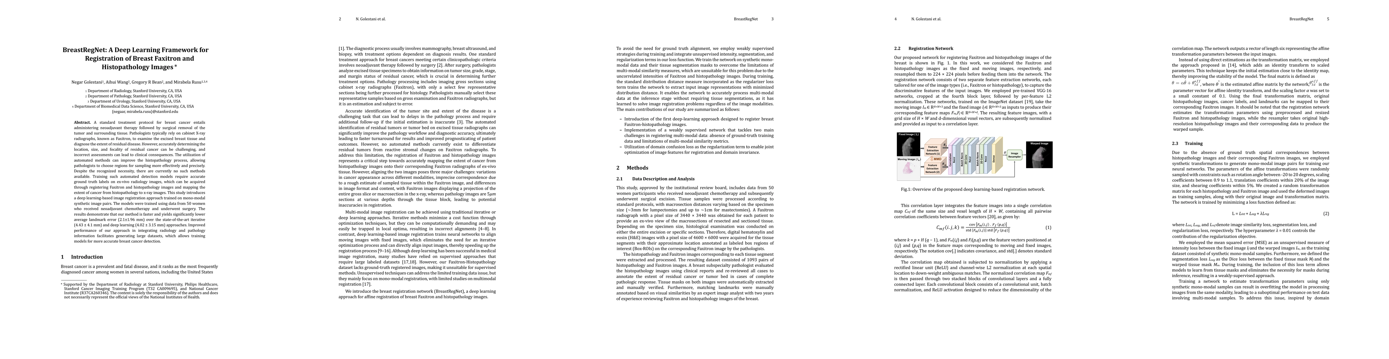 Thumbnail for BreastRegNet: A Deep Learning Framework for Registration of Breast
  Faxitron and Histopathology Images