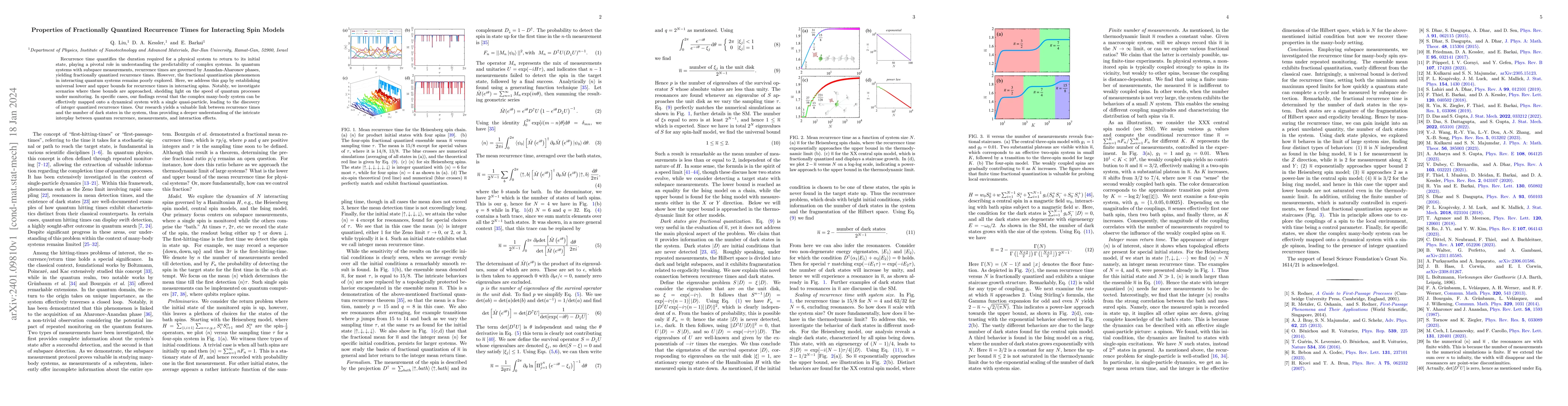 Thumbnail for Properties of Fractionally Quantized Recurrence Times for Interacting
  Spin Models