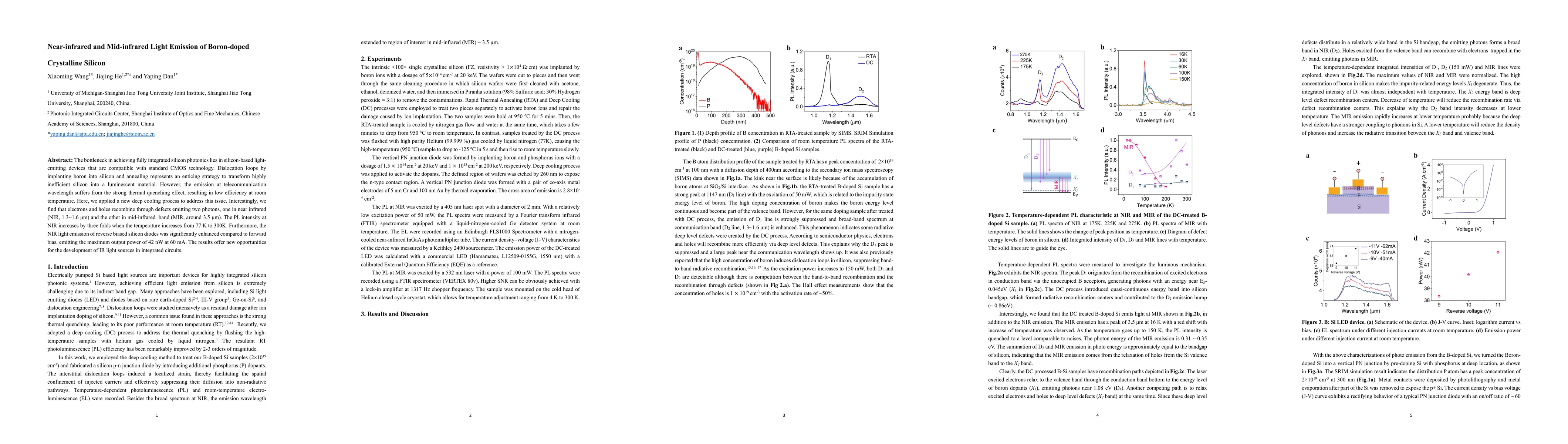 Thumbnail for Near-infrared and Mid-infrared Light Emission of Boron-doped Crystalline
  Silicon