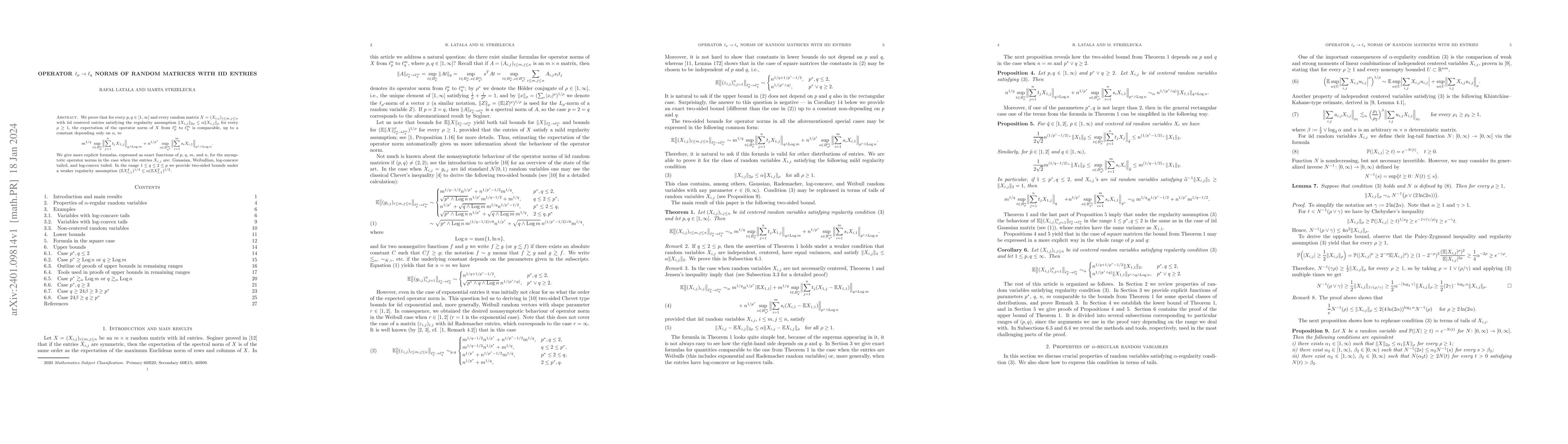 Thumbnail for Operator $\ell_p\to\ell_q$ norms of random matrices with iid entries